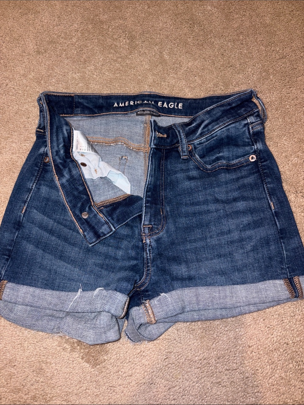 American Eagle Outfitters Dark Indigo Rolled Cuff Denim Shorts